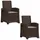 vidaXL Gartenstuhl Liegesessel 2 pcs 2 x 2 x 2 cm braun/grau