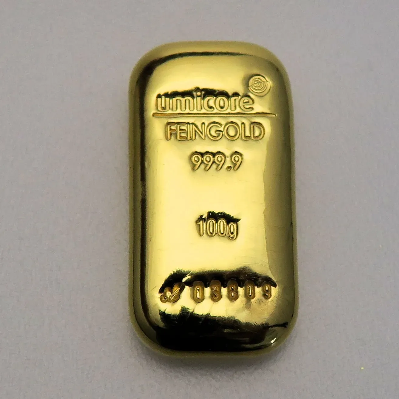 Goldbarren 100g UMICORE gegossen