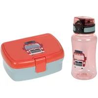 Lässig Brotdose & Trinkflasche Set - Lunch Set mit Lunchbox und Trinkflasche (460 ml)/Tiny Drivers Fire Engine