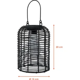 Spetebo Solarleuchte Rattan schwarz 20 x 16 cm inkl. LED Glühbirne