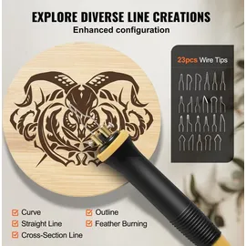 Vevor Professionelles Holzbrenner Werkzeug Brandmalerei, Brandmalerei-Set mit Dual-Stift & Dual-Anschluss, Brandmalgerät, Pyrography Machine Set, Brandmalstation inkl. Digitalanzeige Brandmalkolben
