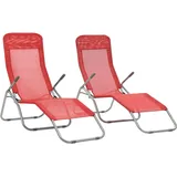 vidaXL 2X Sonnenliege Klappbar Rot Gartenliege Strandliege Relaxliege Liege