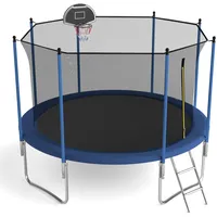 Outdoor Trampolin, Diameter 305/366cm, Outdoor-Trampolin für Kinder und Erwachsene, Freizeittrampolin mit Basketballkorb, Leiter und Rostschutzbeschichtung, Belastbarkeit 200/272KG (301)
