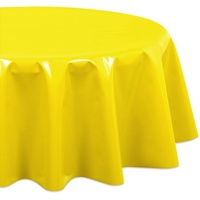 Wachstuchtischdecke OVAL RUND ECKIG Farbe u. Größe wählbar, Tischdecke Wachstuch abwischbar, Uni Einfarbig (Rund 100 cm, Gelb)