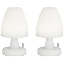 meine wunschleuchte 2er SET Outdoor USB Tischlampen 25cm ohne Stromkabel, dimmbar & RGB Farbwechsler - Weiß