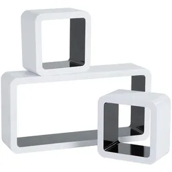 tectake® 3er Set Wandregal, Retro-Stil, mit abgerundeten Ecken, vielseitig verwendbar