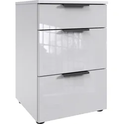 Nachtkommode WIMEX "Level36 black C by fresh to go", weiß (weiß, glas weiß), B:41cm H:61cm T:41cm, Spanplatte, Sideboards, mit Glaselementen auf der Front, soft-close Funktion, 41cm breit