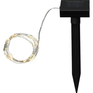 StarTrading Star Trading Solar Lichterkette Drahtlichterkette Draht silber 50 LEDs warmweiß 4,9m