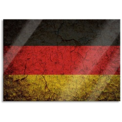 Pixxprint Glasbild Deutschlandfahne, Deutschlandfahne (1 St), Glasbild aus Echtglas, inkl. Aufhängungen und Abstandshalter bunt|gelb