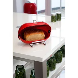 Wesco Brotkasten Breadboy mit klapperfreiem Schwenkdeckel in der Farbe rot, pulverbeschichtetes Stahlblech, Lüftungslöcher und stabiler Handgriff