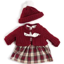 MINILAND BABY Miniland Set Puppenkleidung 40cm, Kleid, Strickjacke und Mütze