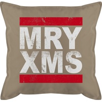 Kissen 50x50 - Weihnachtskissen Christmas Geschenke - MRY XMS - 50 x 50 cm - Beige - zu weihnachten weihnachtsmotive+weihnachtsmotiven weihnachts sachen merry x-mas weinachten mas für freunde frohe