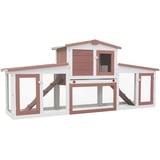 HOMIUSE Großer Kaninchenstall Braun und Weiß Holz Meerschweinchen Haus Hasenstall Hasen ZubehöR Meerschweinchen KäFig Hasenstall DraußEn Winterfest Kaninchenhaus HamsterkäFig Holz 204x45x85 cm