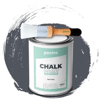 PACK Kreidefarbe für möbel 750ml + Malerpinsel speziell für Chalk Paint - Möbellack Natürlicher Kreideeffekt - Farbe für Holz (DUNKELGRAU)