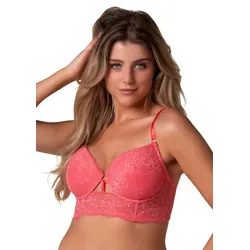 Longline-BH "Maite", Damen, Gr. 85, Cup D, pink (bright pink), Obermaterial: 87% Polyamid, 13% Elasthan, AFTER EDEN D-CUP & UP, feminin, BHs, Mit vorgeformten Cup, Spitze