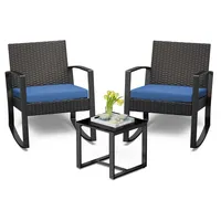 Bealife Balkonset Gartenlounge-Set, (3-tlg), 1 Tisch und 2 Stühle, Rattan Gartenmöbel blau