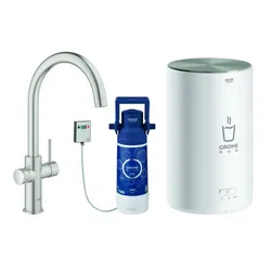 GROHE Armatur und Boiler GROHE Red Duo 30083 1 M-Size C-Auslauf supersteel