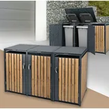 ML-Design Mülltonnenbox 3er 200 x 80 x 116,3 cm braun