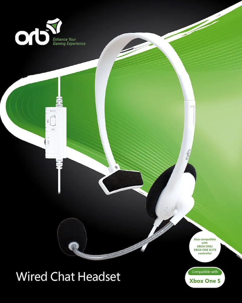 ORB Wired Chat Headset - For Xboxone S, Gaming Headset, Weiss