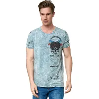 RUSTY NEAL T-Shirt RUSTY NEAL, Herren, Gr. 3XL, grau, 100% Baumwolle, bedruckt, normal, Rundhals, Shirts T-Shirt, mit verwaschenem Print
