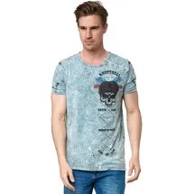 RUSTY NEAL T-Shirt RUSTY NEAL, Herren, Gr. 3XL, grau, 100% Baumwolle, bedruckt, normal, Rundhals, Shirts T-Shirt, mit verwaschenem Print