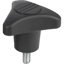 DREISTERNGRIFF D=M12X15 D1=80 H=53,5, FORM:L THERMOPLAST, SCHWARZGRAU RAL7021, KOMP:STAHL, SCHWARZGRAU RAL7021