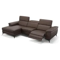 Sofanella Ecksofa Leder AMARO, Eckcouch, Ecksofa, Sitzecke, Polsterecke, Leder Sofas, Ledersofa braun 264 cm x 97 cm x 108 cm