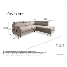 miuform Ecksofa mit Schlaffunktion Sweet Harmony ¦ beige ¦ Maße (cm): B: 253 H: 95