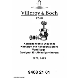 Villeroy & Boch Körbchenventil handbetätigt für Restebecken