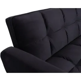 Mendler Schlafcouch Samt 2-Sitzer Schwarz