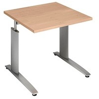 Röhr-Bush röhr Techno höhenverstellbarer Schreibtisch ahorn quadratisch, C-Fuß-Gestell silber