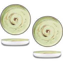 Wilmax Flache Gourmetteller SPIRAL 2er-Set – 23 cm – Originelle Form, Pistazienfarbe