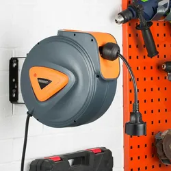 Monzana Automatik Kabeltrommel 15m mit Wandhalterung