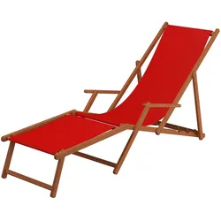 Erst-Holz Sonnenliege rot Liegestuhl Fußteil Tisch Gartenliege Deckchair Strandstuhl Gartenmöbel 10-308FT