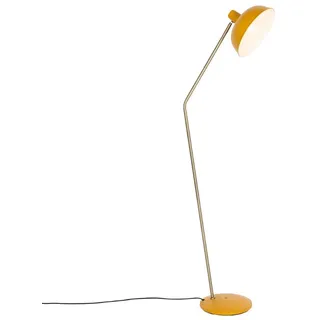 QAZQA Retro-Stehlampe gelb mit Bronze - Milou