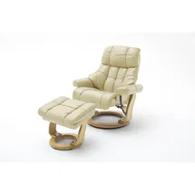 InnoSeat Relaxsessel CALGARY XXL Leder 97 x 110 x 180 cm Creme/Natur mit Hocker