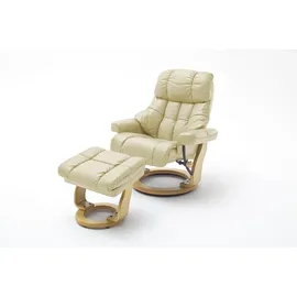 InnoSeat Relaxsessel CALGARY XXL Leder 97 x 110 x 180 cm Creme/Natur mit Hocker
