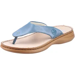 Zehentrenner RIEKER, Damen, Gr. 36 (3,5), blau (jeansblau), Lederimitat, klassisch, Schuhe Zehentrenner Dianette, Sommerschuh, Schlappen mit Zehensteg