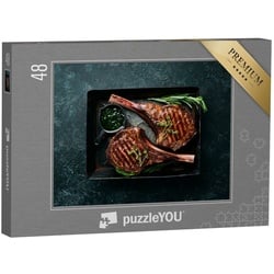 puzzleYOU Puzzle Saftiges Steak mit Gewürzen und Kräutern, 48 Puzzleteile, puzzleYOU-Kollektionen Küche, Essen und Trinken
