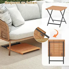 Fantask Gartentisch Klappbar Ø 70 x 73 cm Naturbelassen/Schwarz