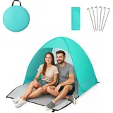 Voyager Strandzelt - Super Easy Pop Up, Großer Raum, UPF 50+ UV-Schutz, Premium-Qualität, Leicht & Tragbar, Vielseitiger Outdoor Schatten, 2 Personen, Kompakte Faltgröße (Blaugrün)