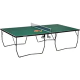 sportnow Tischtennisplatte, Klappbar Tischtennistsich inklusive Tischtennisnetz, Rollen, 2 Tischtennisschlägern und 3 Bällen, Stahl, Grün, Tischtennistisch für Outdoor Indoor 274 x 152,5 x 76 cm Grün