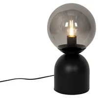 QAZQA Hotel-Chic-Tischlampe schwarz mit Rauchglas - Pallon Trend