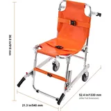 Vevor EMS-Treppenstuhl 159kg Tragfähigkeit faltbarer Notfall-Treppensteigrollstuhl aus Alu mit 2 Rädern tragbarer Treppenlift Krankenwagen Feuerw...