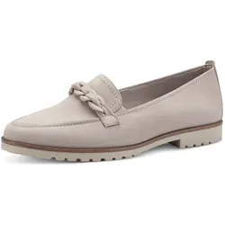 Loafer TAMARIS, Damen, Gr. 42, grau (taupe), Nubukleder, unifarben, modisch, Schuhe, Chunky Slipper, Plateau Slipper mit seitlichen Stretcheinsätzen