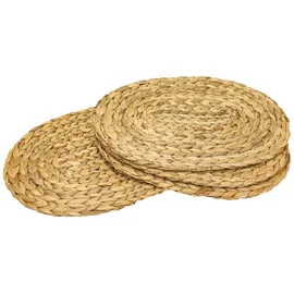 HMF Tischset oval geflochten aus Wasserhyazinthe, Platzset abwaschbar 4er Set 40 x 30 cm