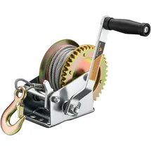 XPOtool Wiltec Handseilwinde bis 350kg Übersetzung 3,2:1 120x138x192mm, Winde mit 10m Drahtseil, Seilwinde handbetrieben, Handseilzug effizient,