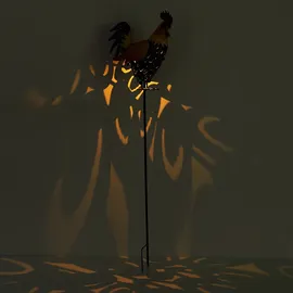 GLOBO Lighting - Solarleuchte Hahn Gartendeko Solar Tierfigur Hahn Erdspieß Solarlampe, Metall, LED warmweiß, LxBxH 28,5x13x100 cm