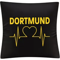 Multifanshop Kissenbezug - Dortmund - Herzschlag - Druck gelb