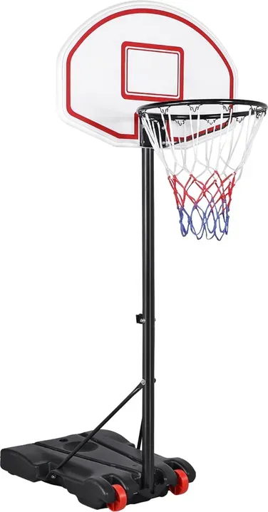 Yaheetech 1,9-2,5 m höhenverstellbares Basketballkorb-System, tragbares Basketballtor für draußen, Jugend, mit Rollen und Wasser-/Sand-Gewichtsbase, rot
